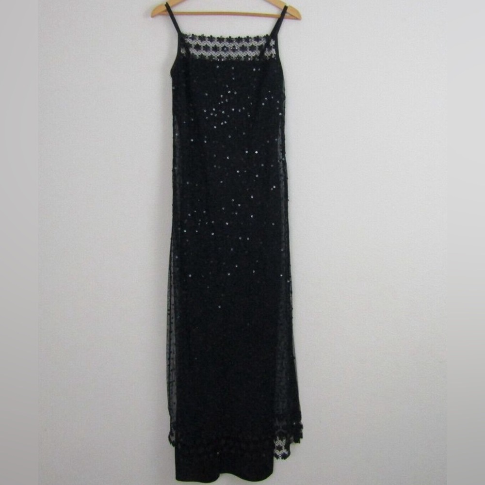 Vintage Jumpsuit/dress. Apart Impressions. Black with sequined overlay.